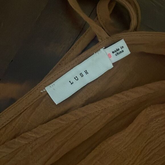 NWOT Lush Twany Peasant Short Sleeve Shirt Blouse Bohemian Size S - Picture 8 of 9